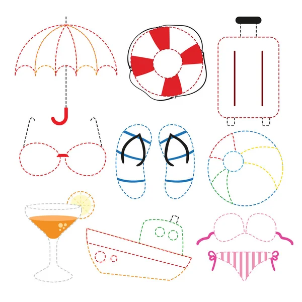 Plaj oyuncak çalışma sayfası vektör tasarım, seyahat çalışma sayfası vektör tasarımı