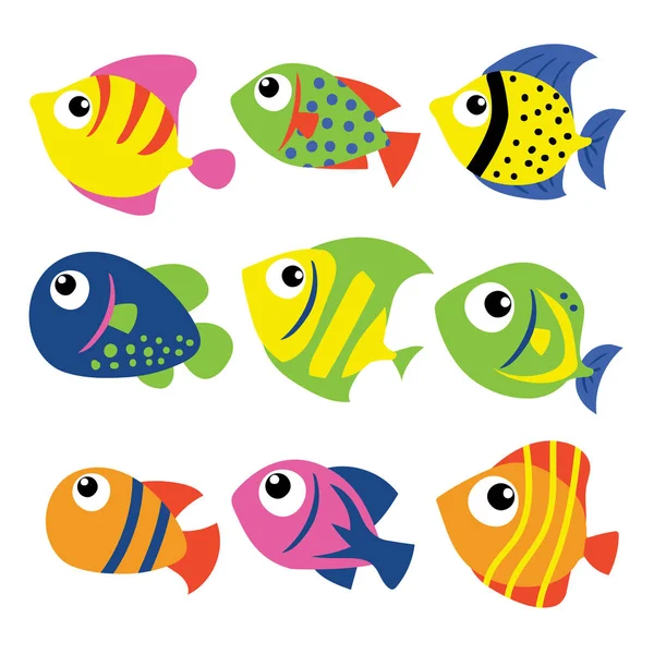 Ψάρια Διάνυσμα Σχέδιο Συλλογή Ζώα Φορέα Συλλογής Σχεδίασης — Διανυσματικό Αρχείο