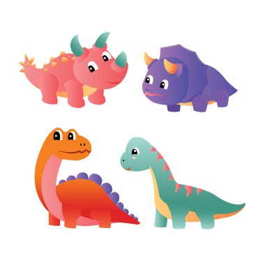 Dinozor karakter ikon vektör tasarımı