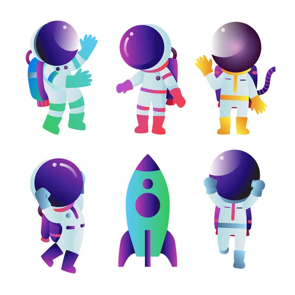 Design de vetor astronauta, conjunto vetorial de espaço — Vetor de Stock