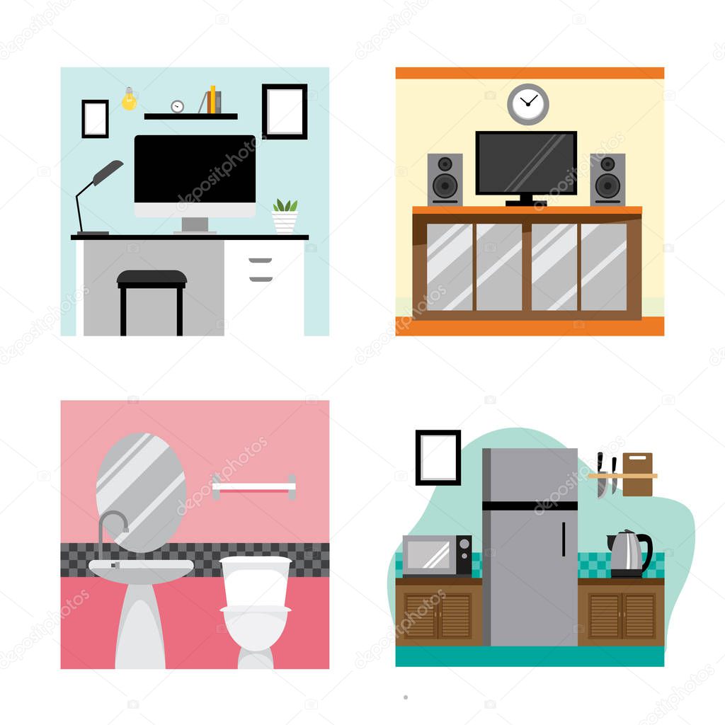 Set of vector electronics icons, furniture icons vector design