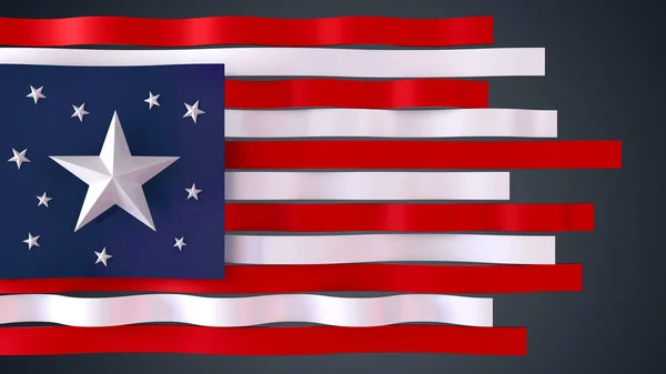 stock image 4th of July, USA Independence Day. Isolated 3D illustration Stars and Stripes.