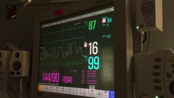 Кардиограмма Сердцебиение Пациента Мониторе — стоковое видео