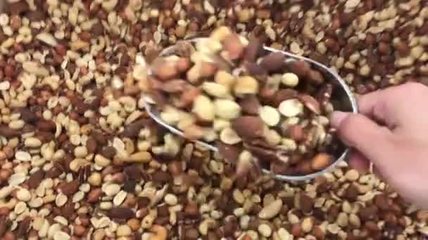 Ořechy Detail Potraviny Trh — Stock video