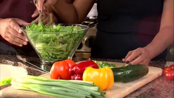 Hälsosam Mat Sallad Förberedelser — Stockvideo