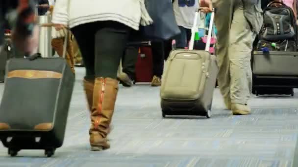 Άνθρωποι Στο Αεροδρόμιο Τσάντες — Αρχείο Βίντεο