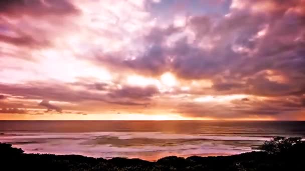 Zachód Słońca Morzu Fale — Wideo stockowe