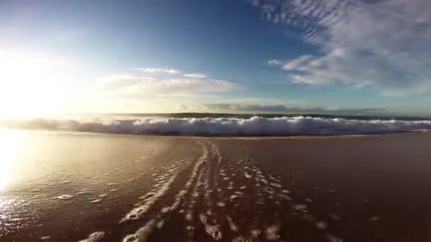 Pôr Sol Mar Ondas — Vídeo de Stock