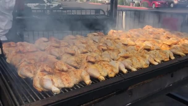 Frying Chicken Barbecue Grill — Stock Video