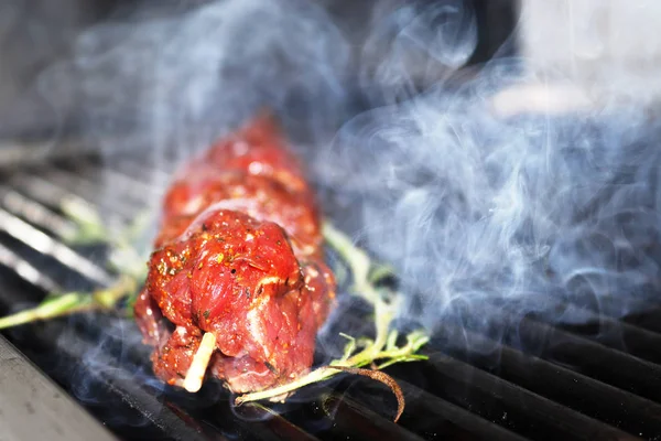 Spiedini Carne Succosi Barbecue — Foto Stock