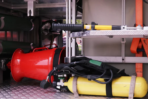 Detalhes Estrutura Caminhão Bombeiros — Fotografia de Stock