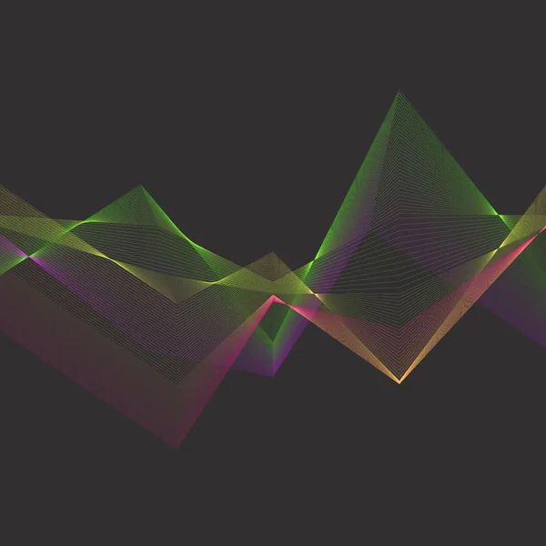 Vector Rainbow Linjer Grå Bakgrund Form Abstrakt Pyramid — Stock vektor