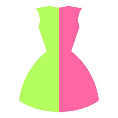 Beyaz arka plan üzerinde vektör çift renkli elbise.