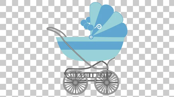 Kinderwagen Für Einen Jungen Oder Ein Mädchen Blauer Farbe Auf — Stockvektor