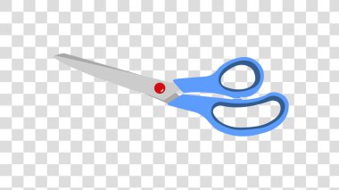 Ofis makası ya da makas kapalı pervaneli, vektör arkaplanda mavi saplı..