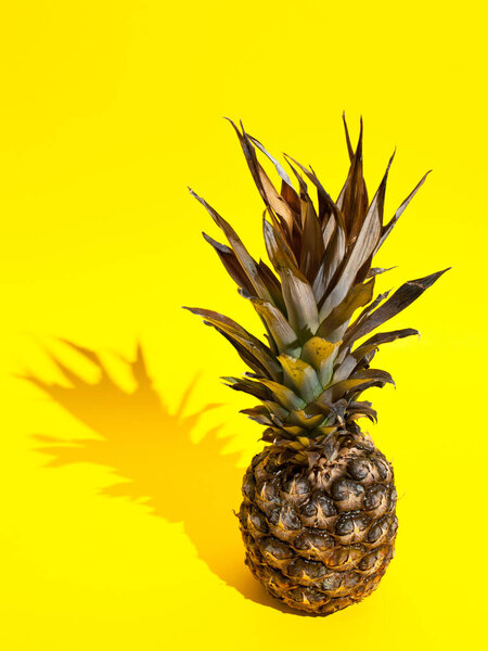 Pineapple on yellow background