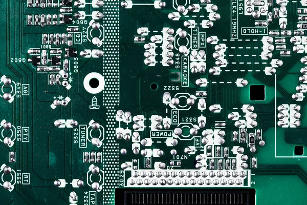 Groene Printplaat Achtergrond Van Computer Moederbord — Stockfoto