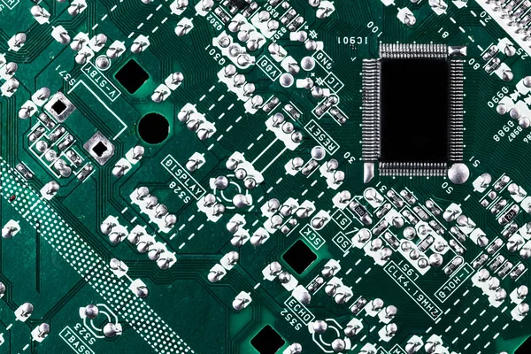 Microchip Integrado Placa Mãe Verde — Fotografia de Stock