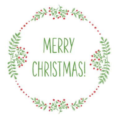 Mutlu Noel mektuplarıyla Vektör Holly Berry çelengi