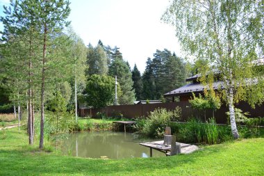 Lilyum ve bir köprü için balıkçılık gölet gölet