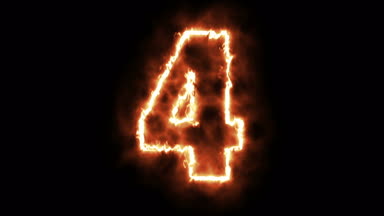 dört sıcak siyah arka plan üzerine sayı yazma