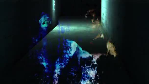 Zombie Caminando Espeluznante Aterrador Con Poca Luz Interior Sucio Animación — Vídeos de Stock