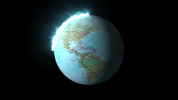 Rendering Van Burning Earth Planet Animatie — Stockvideo