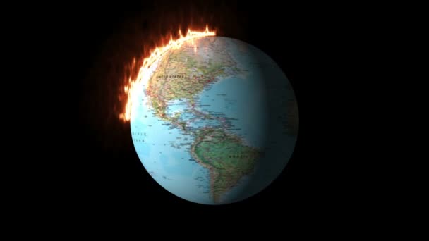 Rendering Burning Earth Planet Animation — Stock Video