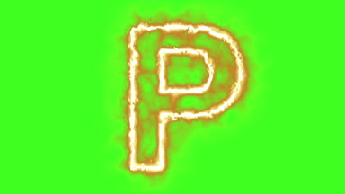  sıcak yanan mektup yeşil ekranda 