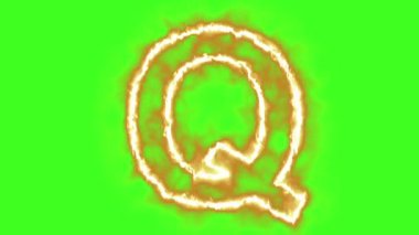  sıcak yanan mektup yeşil ekranda 