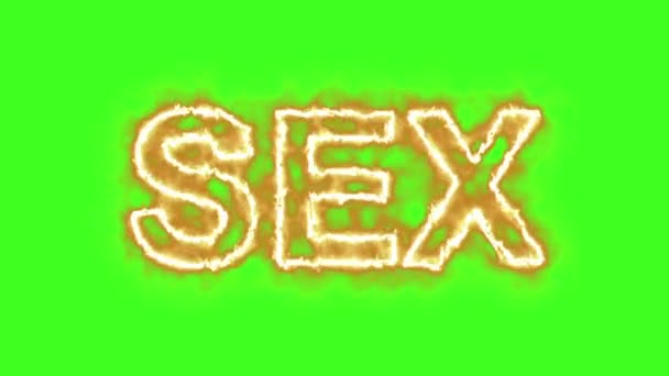 火の上で燃える言葉Sexのテキストアニメーション — ストック動画