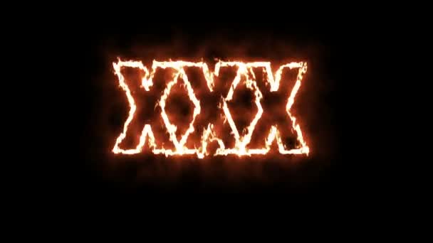 Text Animation Word Xxx Burning Fire — Stock Video