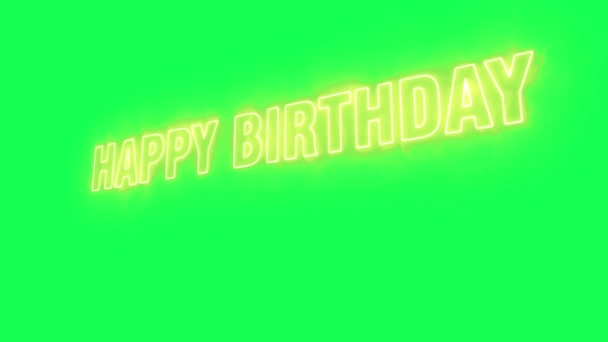 Word 在绿色屏幕上用光耀斑移动的生日快乐 — 图库视频影像