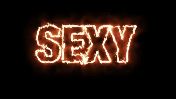 Textanimation Des Wortes Sexy Burning Fire — Stockvideo