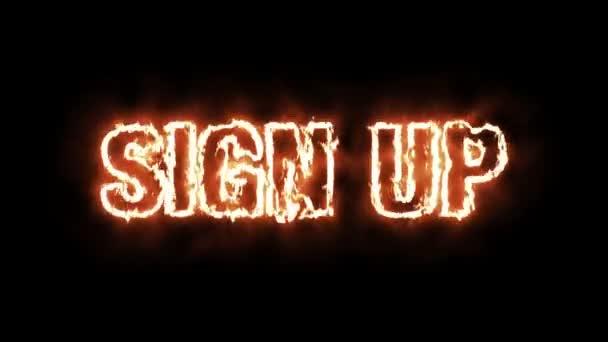 Animation texte du mot INSCRIVEZ-VOUS brûlant sur le feu 