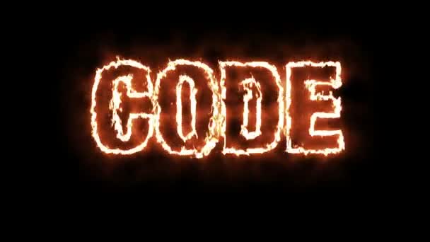 Animación Texto Palabra Code Burning Fire — Vídeos de Stock