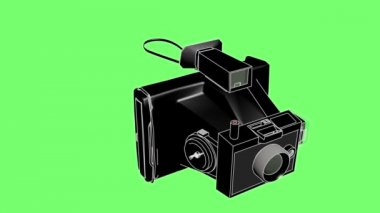 polaroid 3D animasyon çizgi konturu yeşil ekran ile 