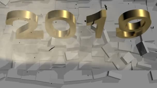 Abstracte Animatie Van Nieuwjaar 2019 Doorbreken Van Vloer — Stockvideo