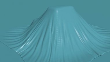 3D animasyon - mavi kumaş düşme render ve gizemli nesnenin üzerini 