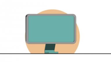 3D animasyon - render bilgisayarın düz çizgi film tarzı 