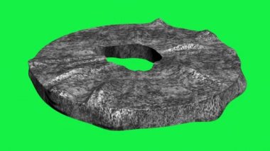 taş tekerlek yeşil ekranda izole 3D animasyon 