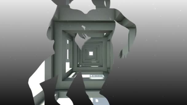 Змішані Медіа Двох Анімації Абстрактної Конструкції Танцювальної Дівчини — стокове відео