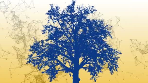 Blandteknik Två Animation Från Blå Trädet Och Geometrisk Polygonal Struktur — Stockvideo