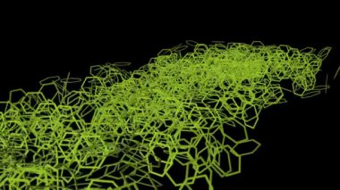 siyah arka plan üzerine bir tüp oluşturan küçük altıgenler animasyon