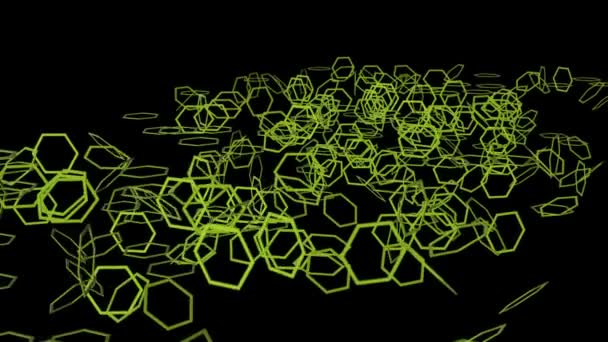 Animation Petits Hexagones Formant Tube Sur Fond Noir — Video