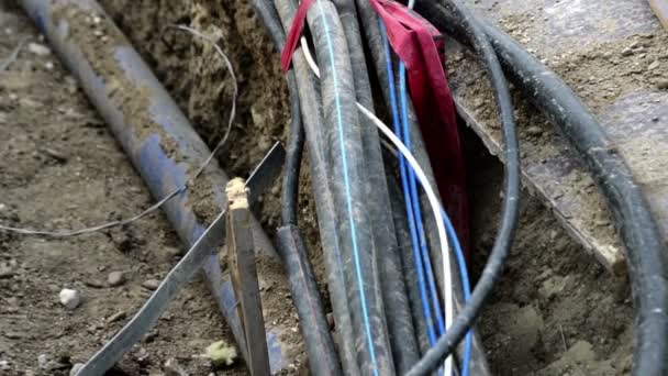 Cables Eléctricos Instalados Suelo — Vídeo de stock