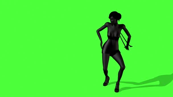 で作られた緑の画面に合わせて優雅な踊りのアニメーション — ストック動画