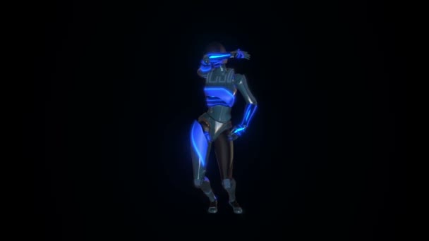 Animation de robot qui danse sur fond noir avec canal alpha inclus 