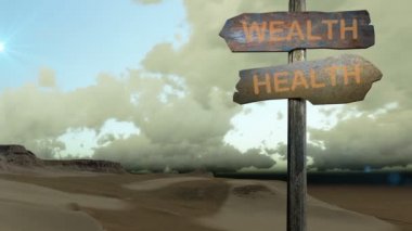 Ahşap yol yön işareti animasyon