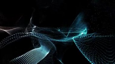 animasyon - parçacıklar yavaş yavaş siyah bir arka plan üzerinde uçuyor. 3D render